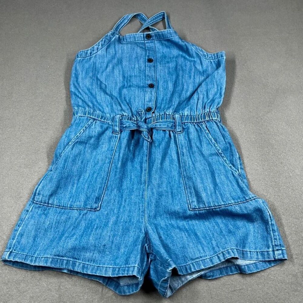 old navy girls large chambray roper belt button pockets shorts